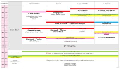 Emploi Du Temps PS-MS-GS 2022-2023 - Del En Maternelle